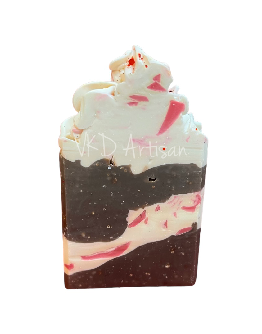 Peppermint Bark Chocolate & Peppermint Handmade Artisan Soap - Christmas Soap - Holiday Soap - Cold Process Soap