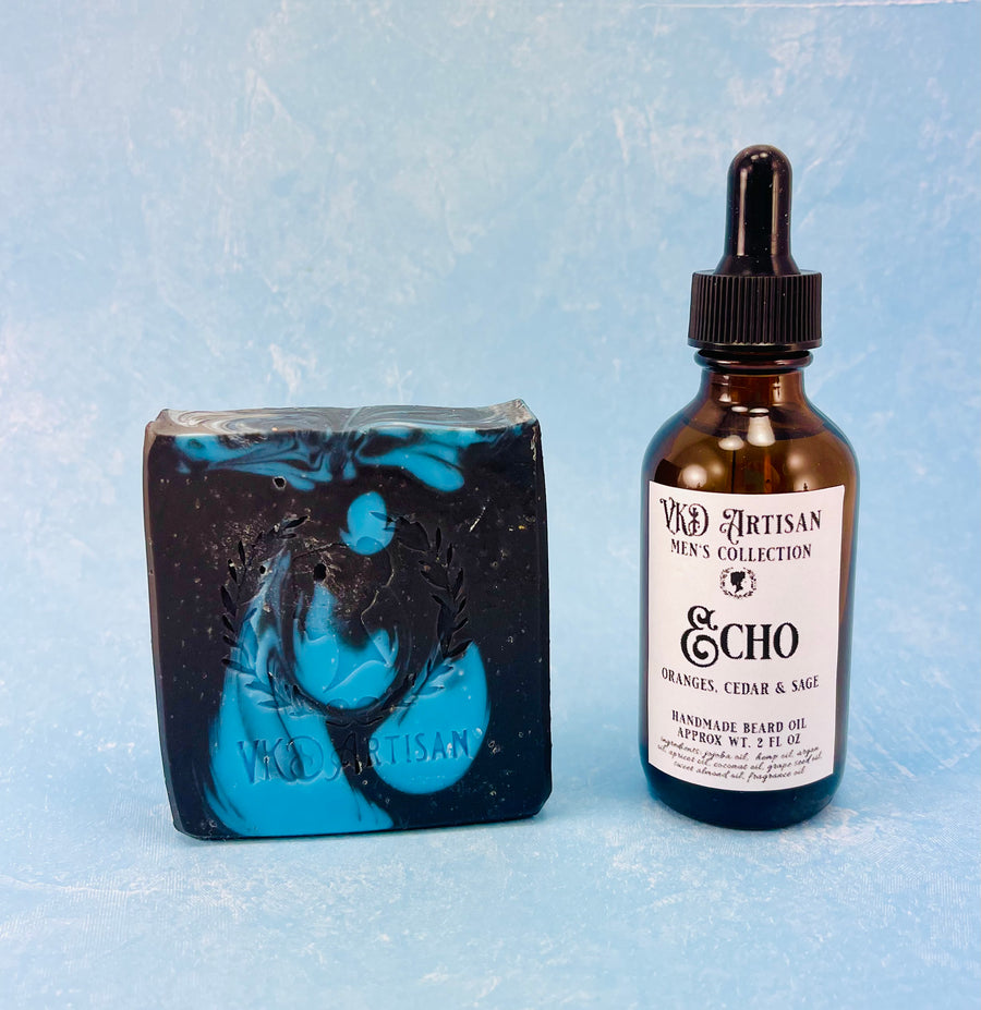 Echo Gift Set for Men - Handmade Soap & Beard Oil -  Chanel Cologne Inspired Beard Oil & Soap - Gifts for Him - Self Care for Men