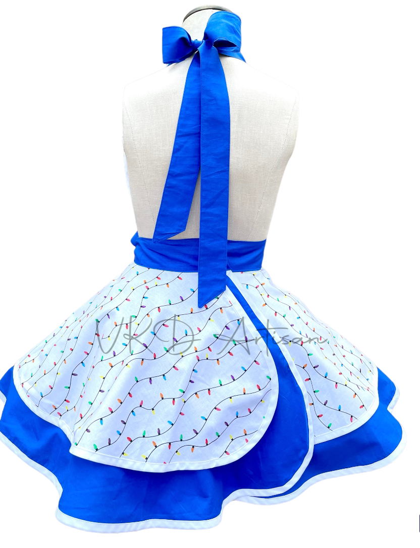 Christmas Lights Pinup Apron - Christmas Cooking Apron - Christmas Pinup Apron - Vintage Apron Style