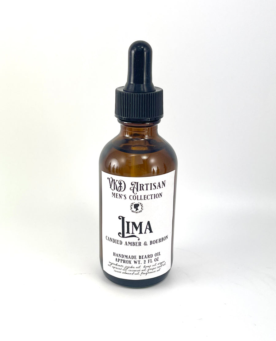 Lima Beard Oil -  Candied Amber & Bourbon Beard Oil - Gifts for Him - Handmade Beard Oil