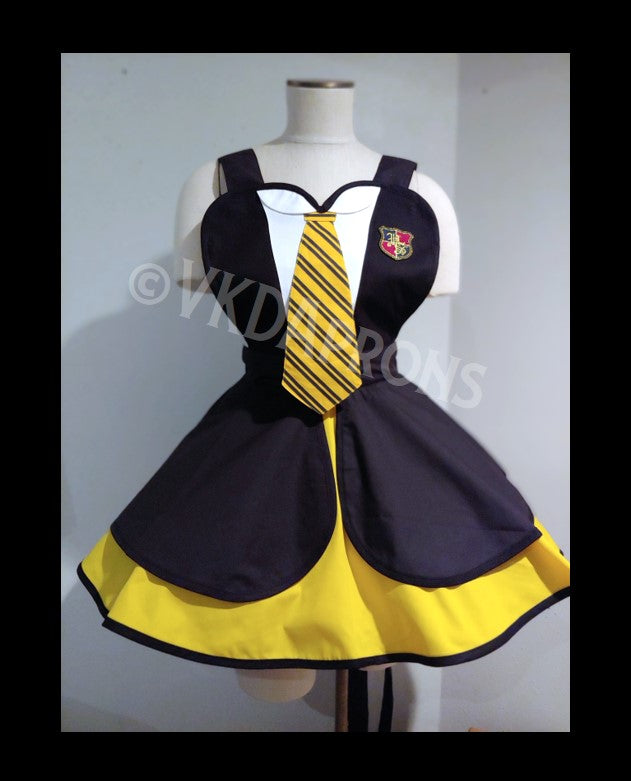 Magical School Inspired Pinup Apron - Hufflepuff House Apron - Costume Apron - Harry Potter Inspired Apron