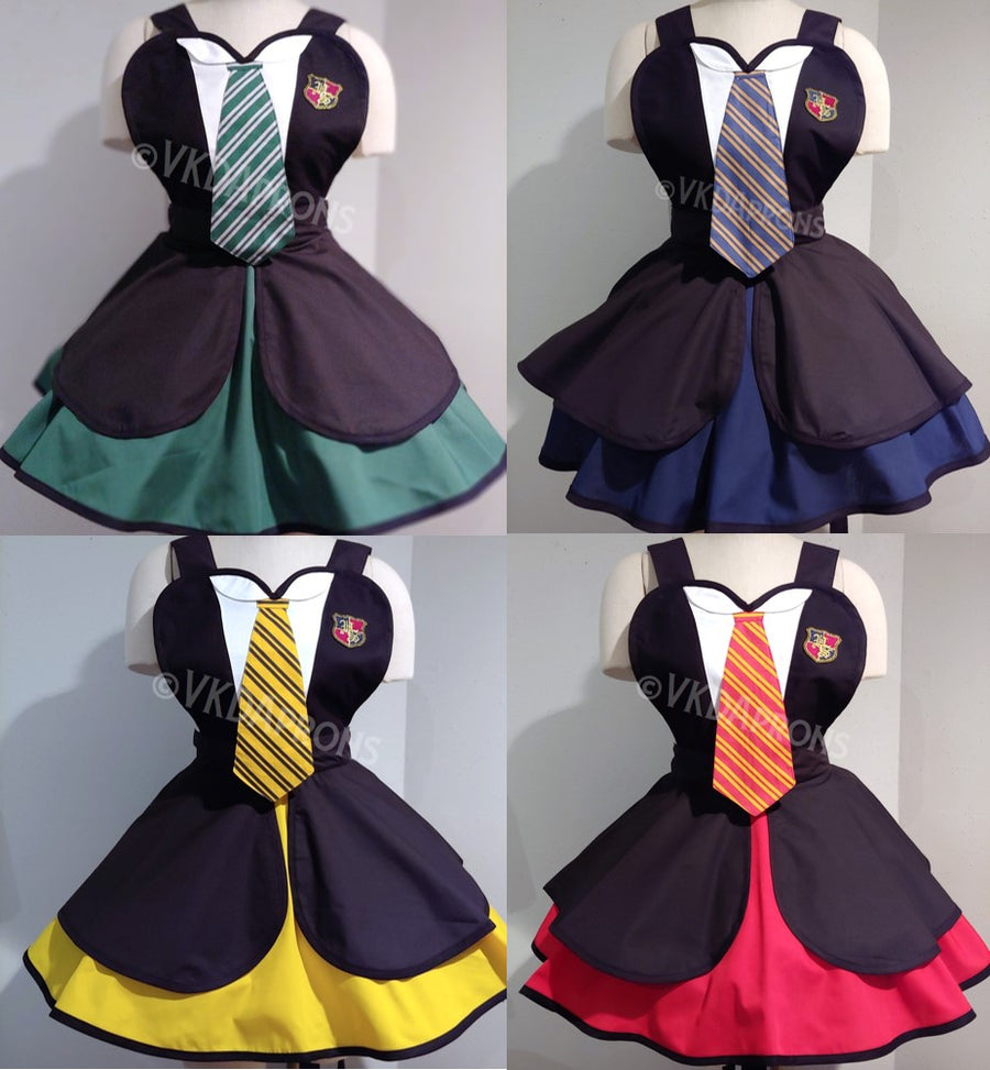 Magical School Inspired Pinup Apron - Slytherin House Apron - Costume Apron - Harry Potter Inspired Apron